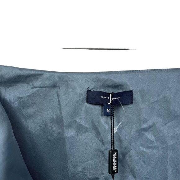 Jasper Conran Womens Linen Midi Skirt Fully Lined Asymmetric Hem Side Zip Blue 8 - Picture 6 of 6